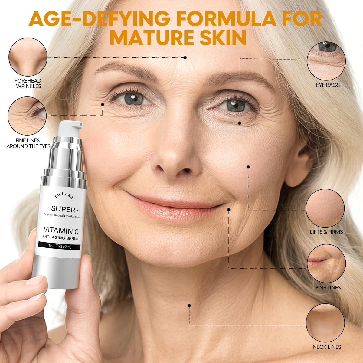 CIELARA serum texture on skin with visible lightweight, fast-absorbing finish