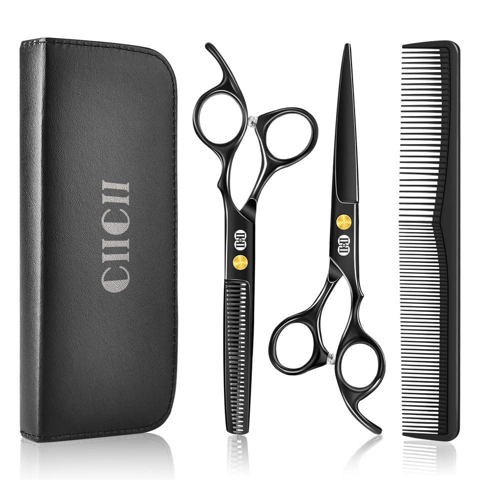 CIICII front view of black scissors kit showing professional styling benefit