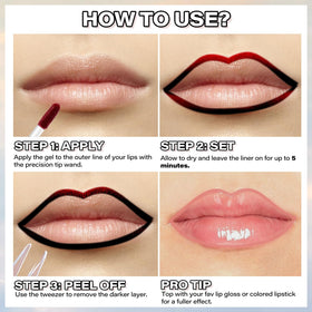 Cilrofelr before and after lips showing long-lasting matte stain result