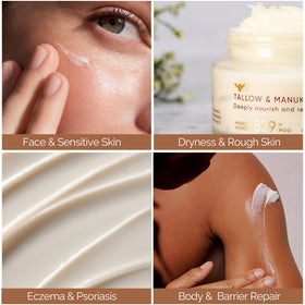 Cinder Brands applying to face, highlights gentle use for sensitive skin