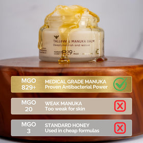Cinder Brands Manuka honey drizzle image, emphasizes soothing ingredient