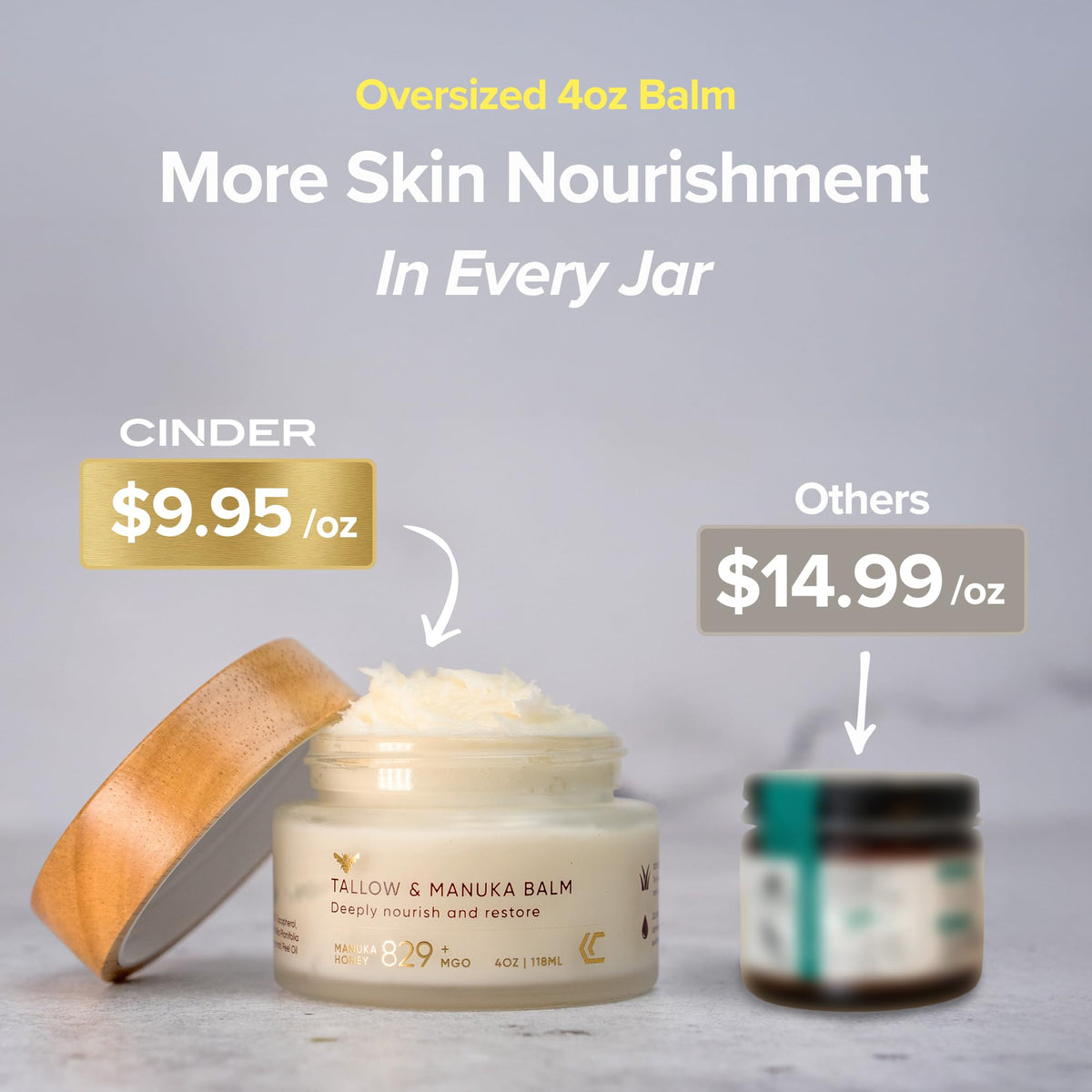 Cinder Brands grass-fed tallow in bowl, showcases nutrient-rich base