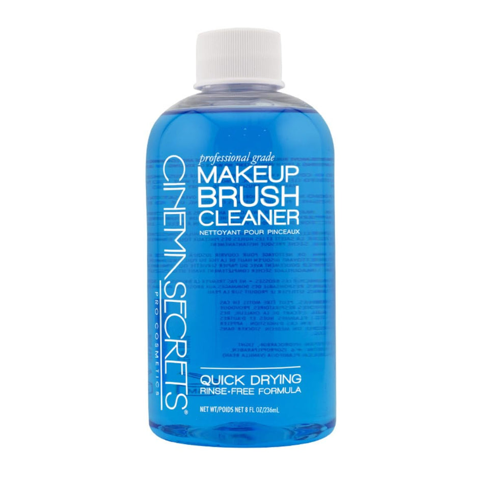 Cinema Secrets bottle front view showing blue vanilla scent and quick-dry benefit