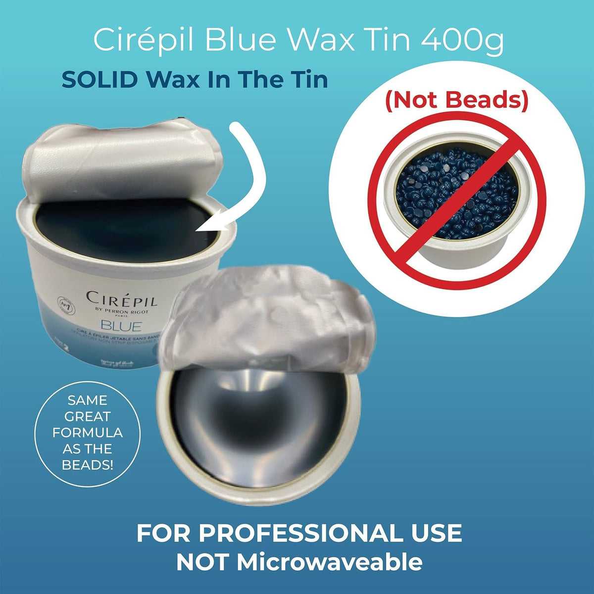 Cirepil blue close-up of wax film that grips hair not skin for gentler removal benefit