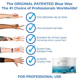 Cirepil blue tin in hand for scale showing convenient salon-sized portion benefit