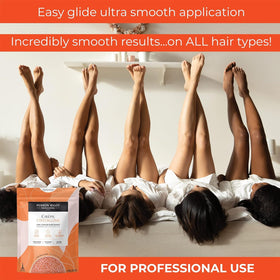 Spatula applying Cirepil Cristalline wax thinly for economical, precise coverage