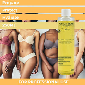 Using Cirepil oil to dissolve wax residue and wipe away sticky traces for clean skin