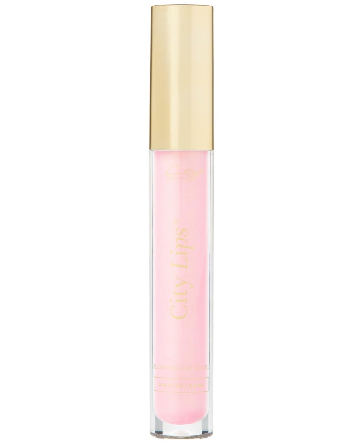 City Beauty City Lips front packaging showing glossy pink-gold shine and instant plump benefit