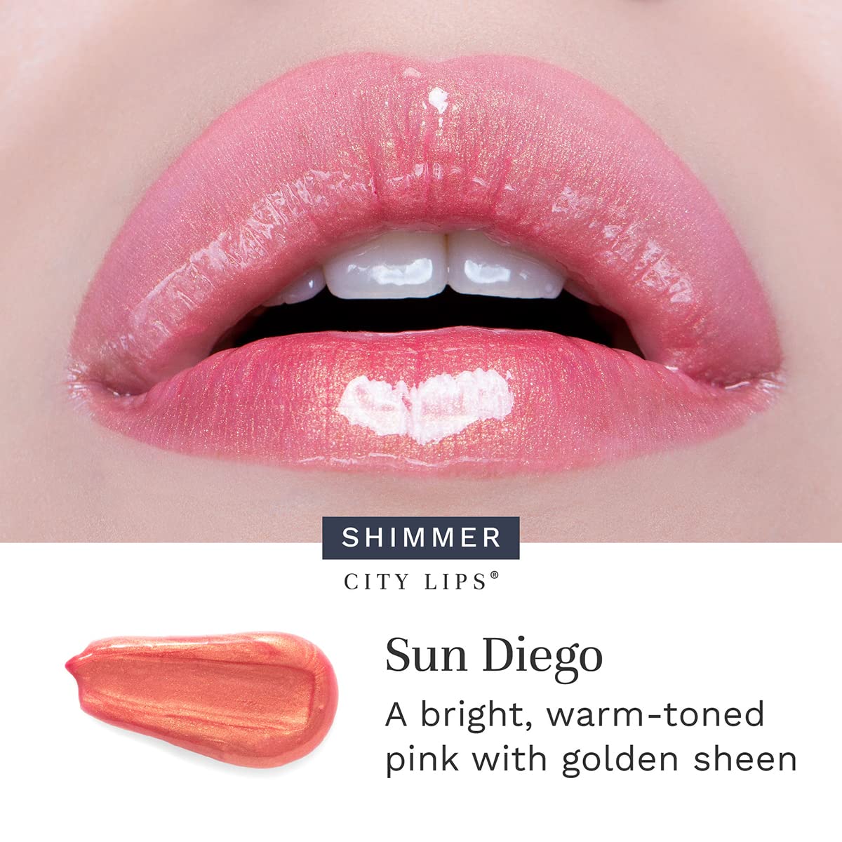 City Beauty City Lips next to a coin showing size and travel-friendly convenience benefit