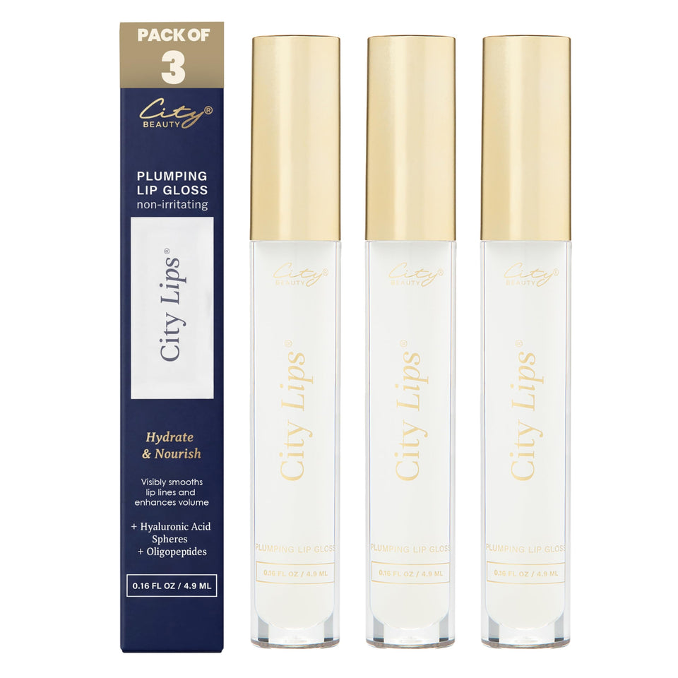 City Beauty City Lips clear front packaging showing glossy tube and label for instant shine