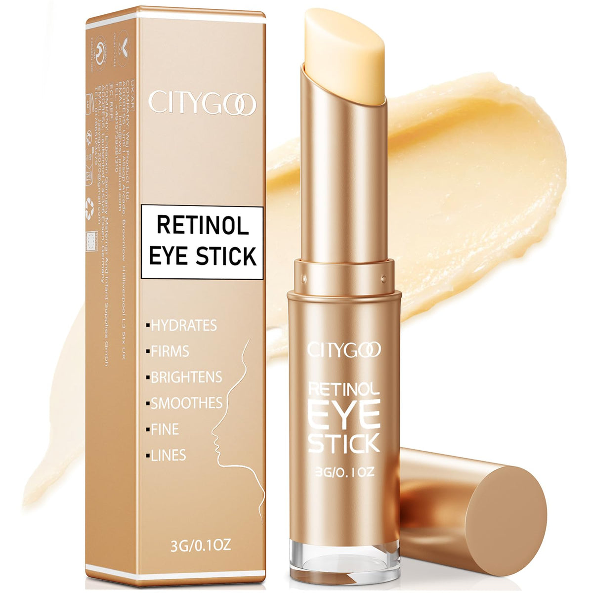 CITYGOO retinol eye stick front packaging shows compact design and premium look