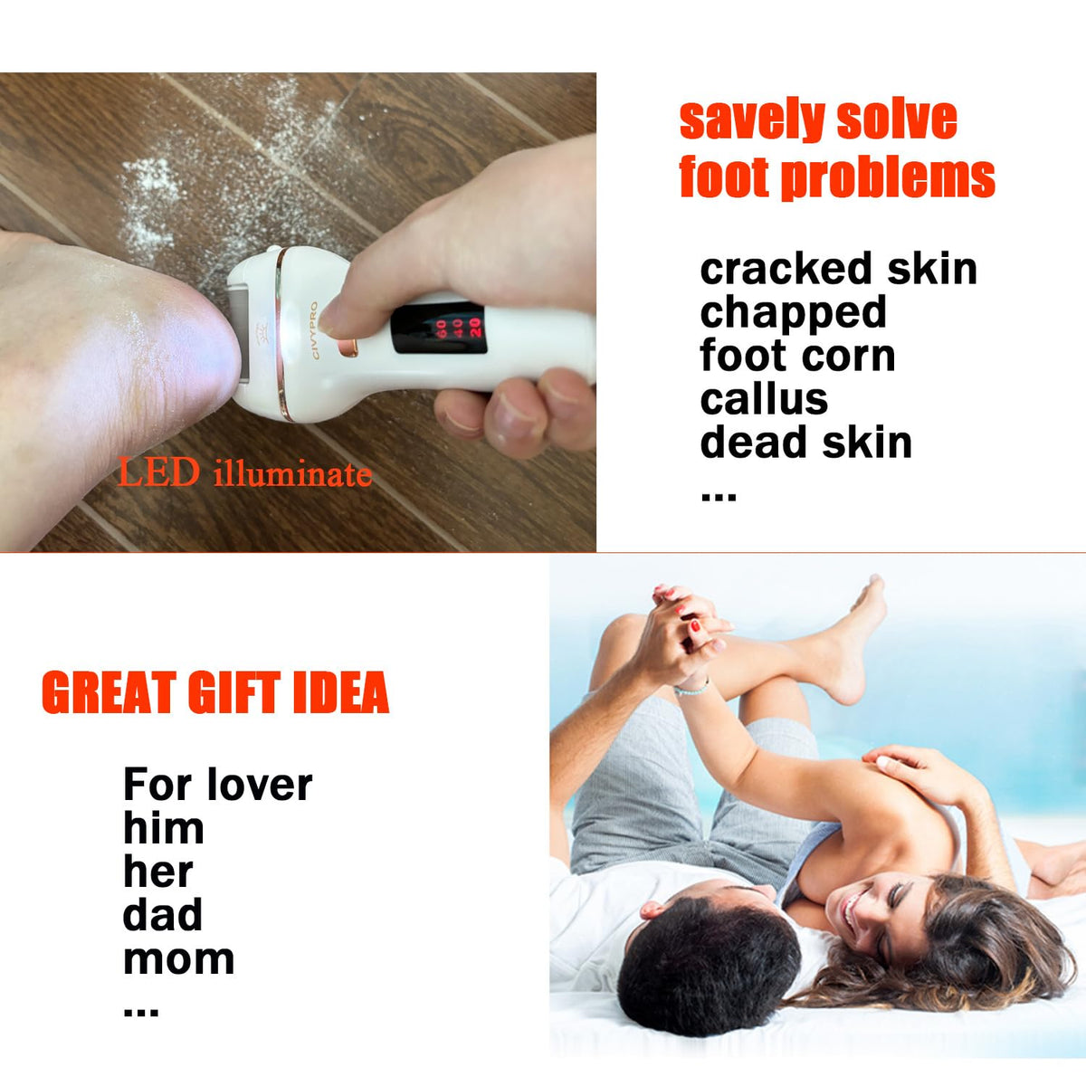 CIVYPRO before and after heels comparison highlighting smoother, healthier skin