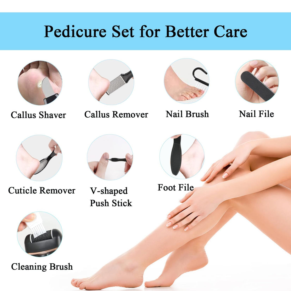 CIVYPRO full kit layout with three rollers and USB cable for versatile pedicure options