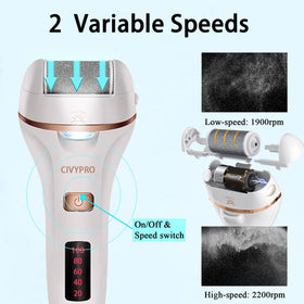 CIVYPRO electric file used in shower showing waterproof convenience and safety