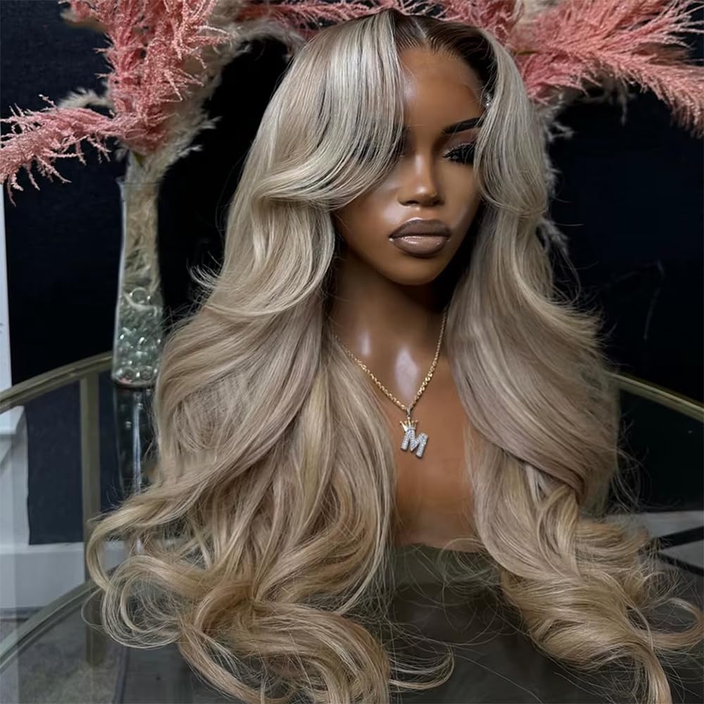 CIYOO front view ombre ash blonde wig showing natural hairline benefit
