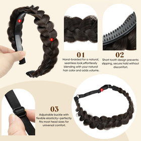 CJL HAIR elastic braided band stretched flat to show flexible fit and comfortable hold