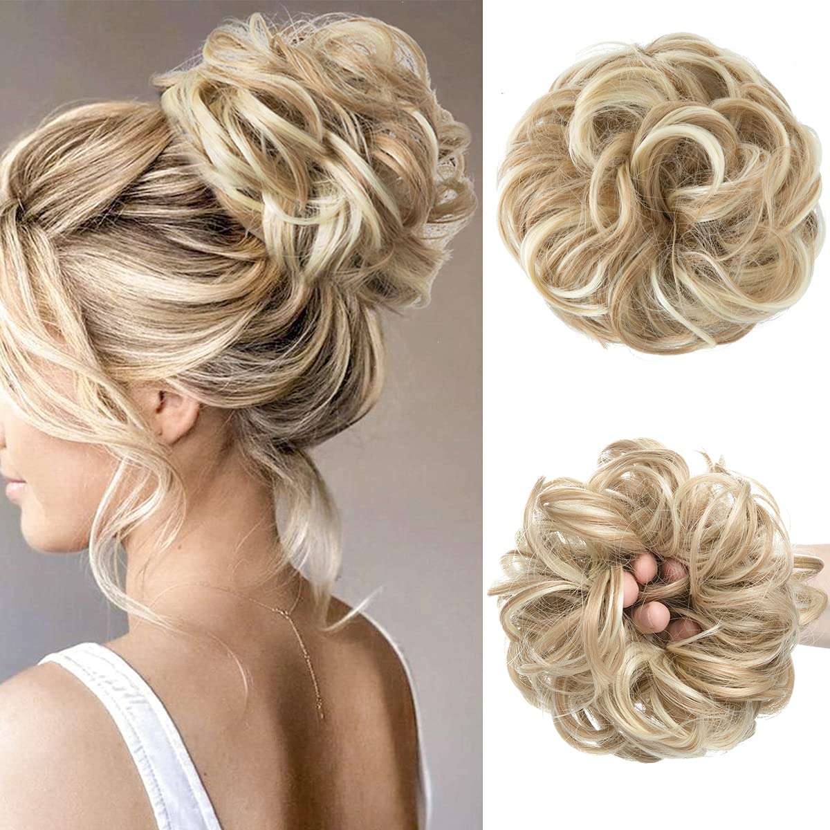 CJL HAIR front packaging showing dirty blonde messy bun, quick volume