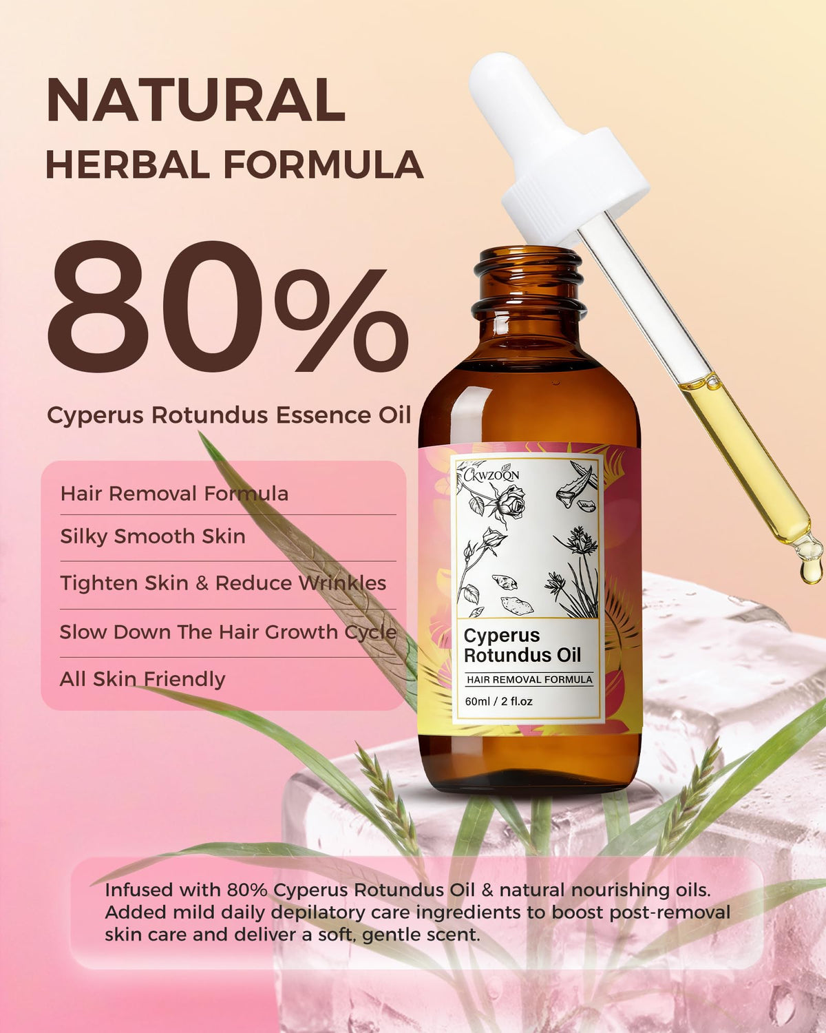 CKWZOQN applied on arm demonstrating smooth absorption and reduced irritation benefits