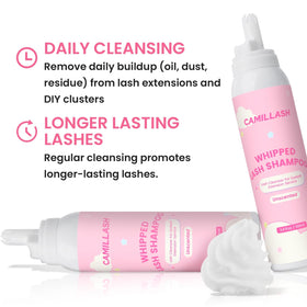 CL CAMILLASH foam on micro brush demonstrating precise lash cleansing