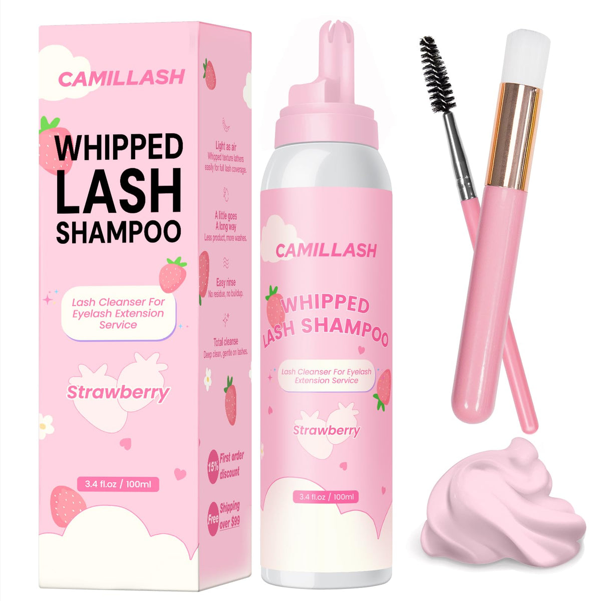 CL CAMILLASH front packaging showing 100ml strawberry pink bottle and label