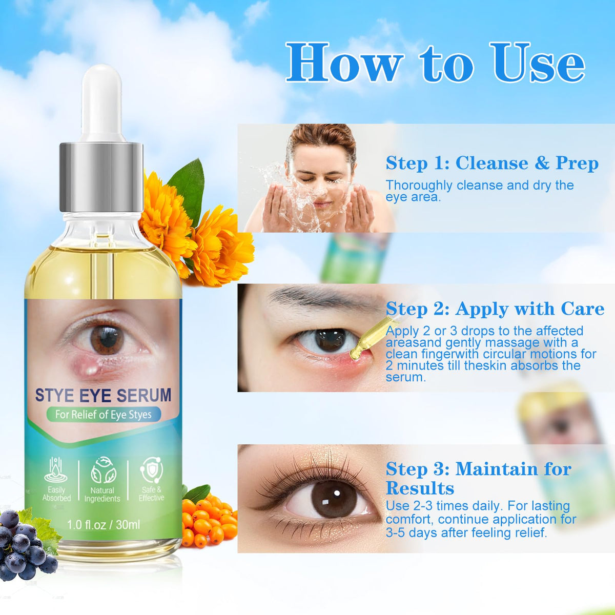 clabay label close-up listing botanical extracts and soothing benefits