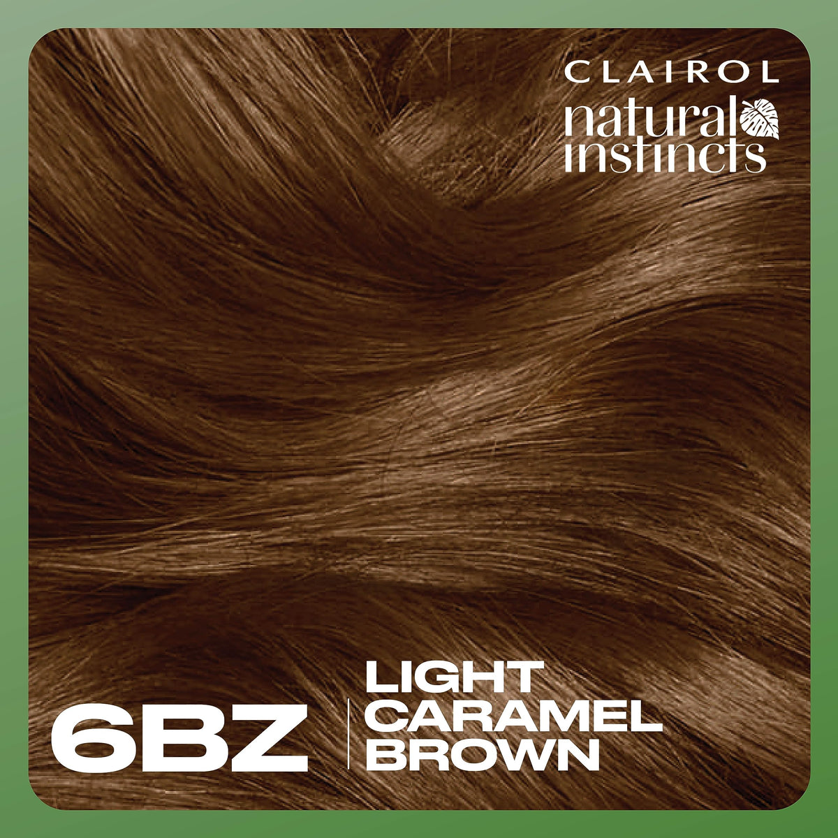 Clairol shade swatch on a single hair strand showing warm caramel tone