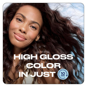 Clairol applied on model displaying natural medium ash brown and glossy result