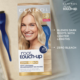 Clairol before and after roots comparison demonstrating blended results
