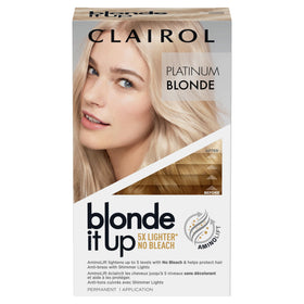 Clairol front packaging showing product and platinum blonde benefit