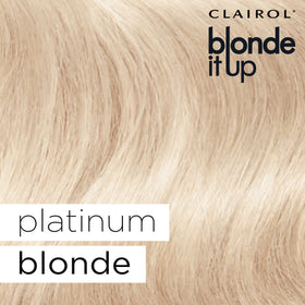 Model with Clairol-treated platinum hair showcasing glossy finish