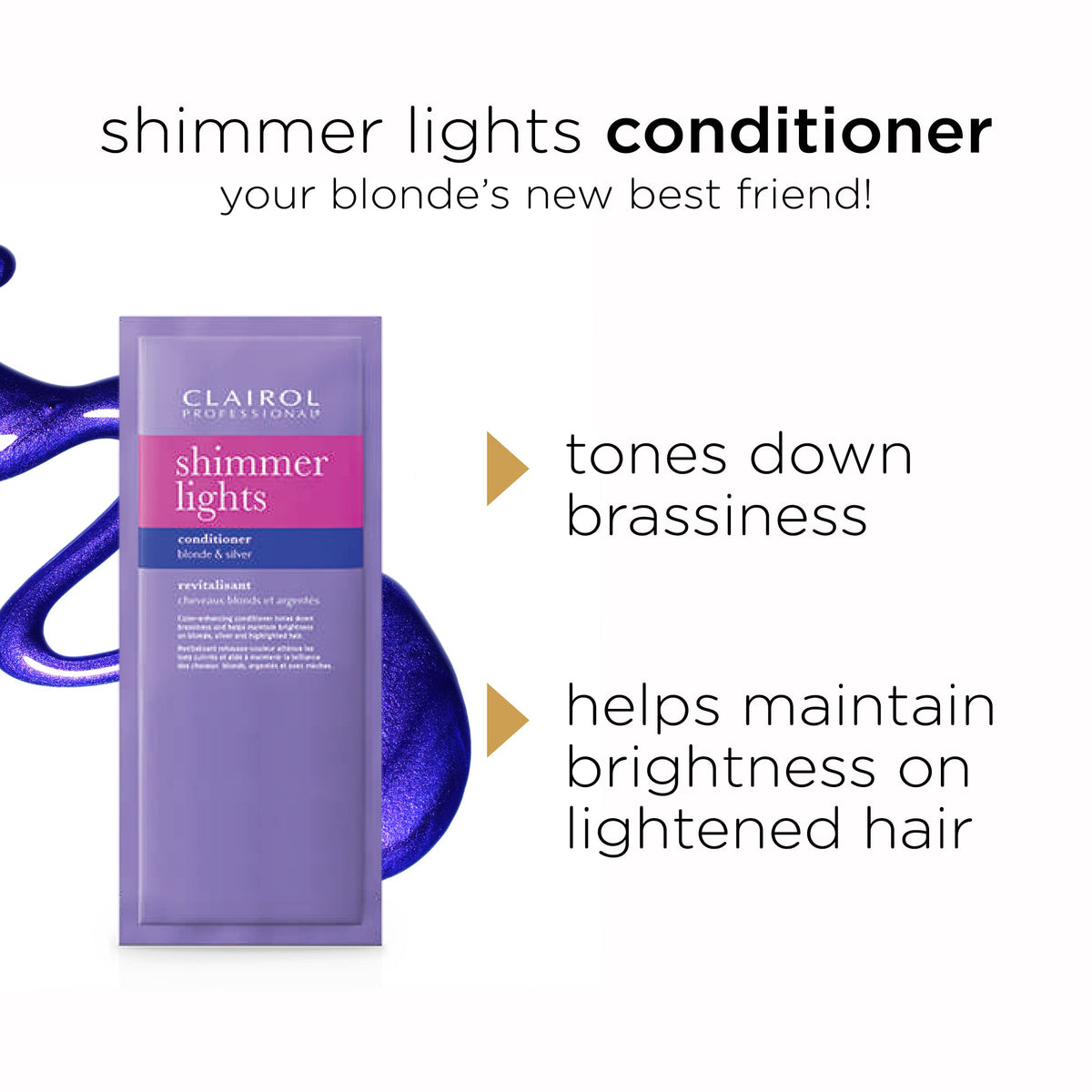 Clairol Shimmer Lights Conditioner bottle reducing brassiness