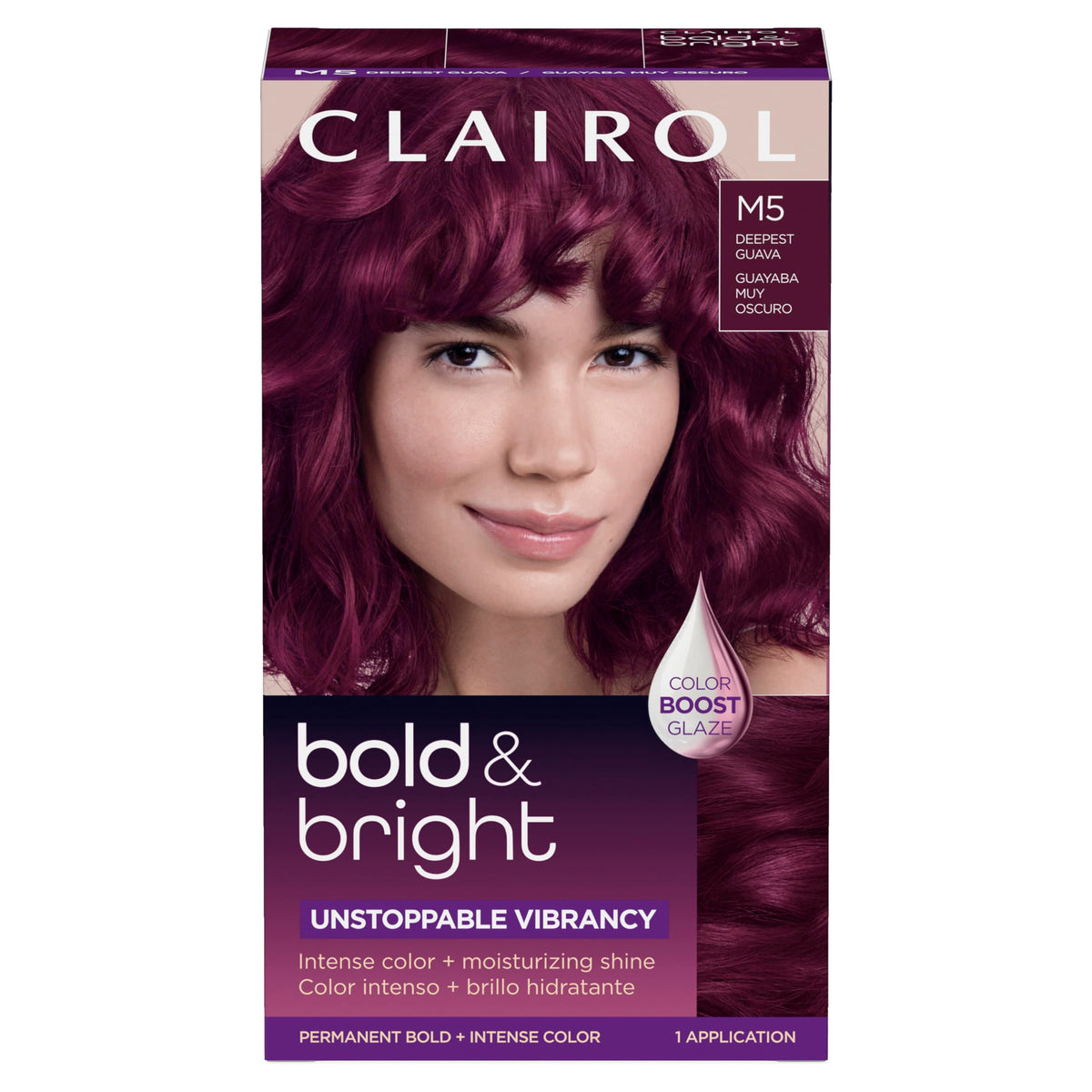 Clairol product pack front shows kit contents and vibrant benefit