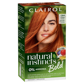 Clairol front packaging showing C64 Copper Sunset and benefits