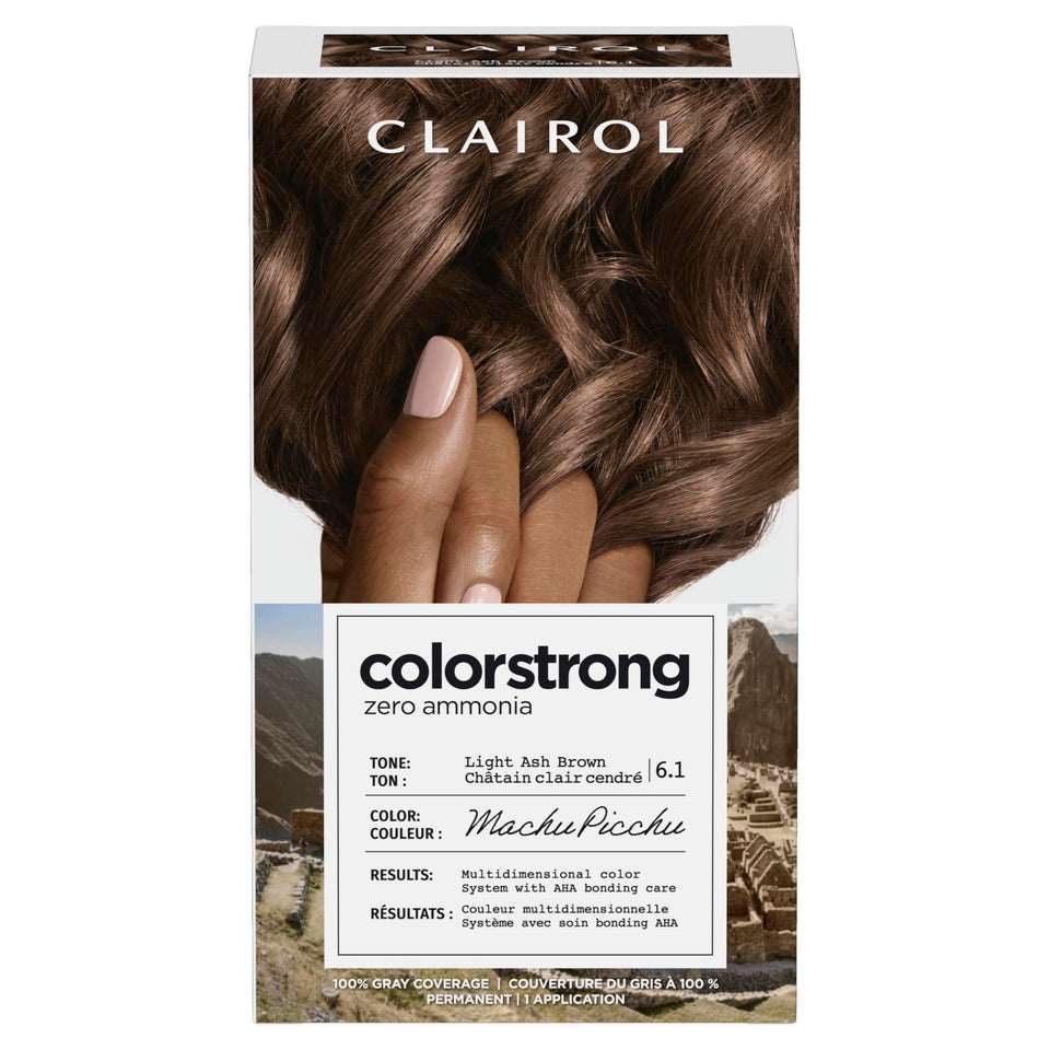 Clairol ColorStrong front package showing kit contents and benefit of full coverage