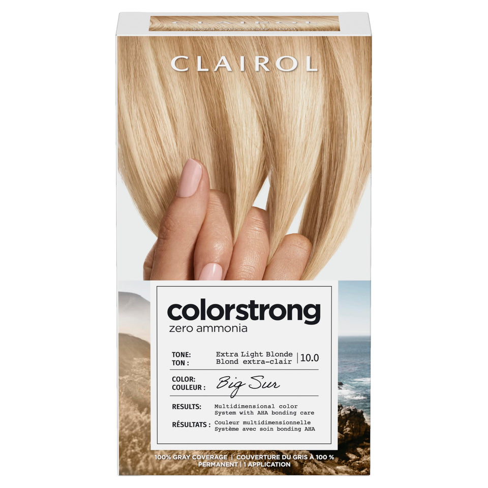 Clairol ColorStrong front packaging showing Big Sur shade and benefits