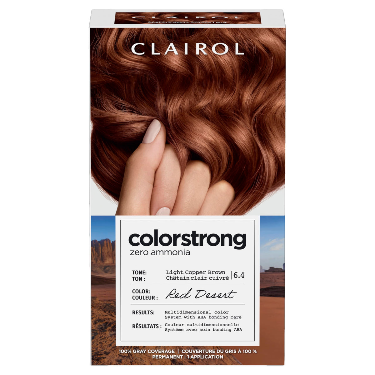Clairol ColorStrong front packaging showing complete one‑kit contents and benefits