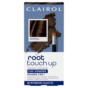 Clairol compact front view showing Dark Brown shade and easy portability benefit