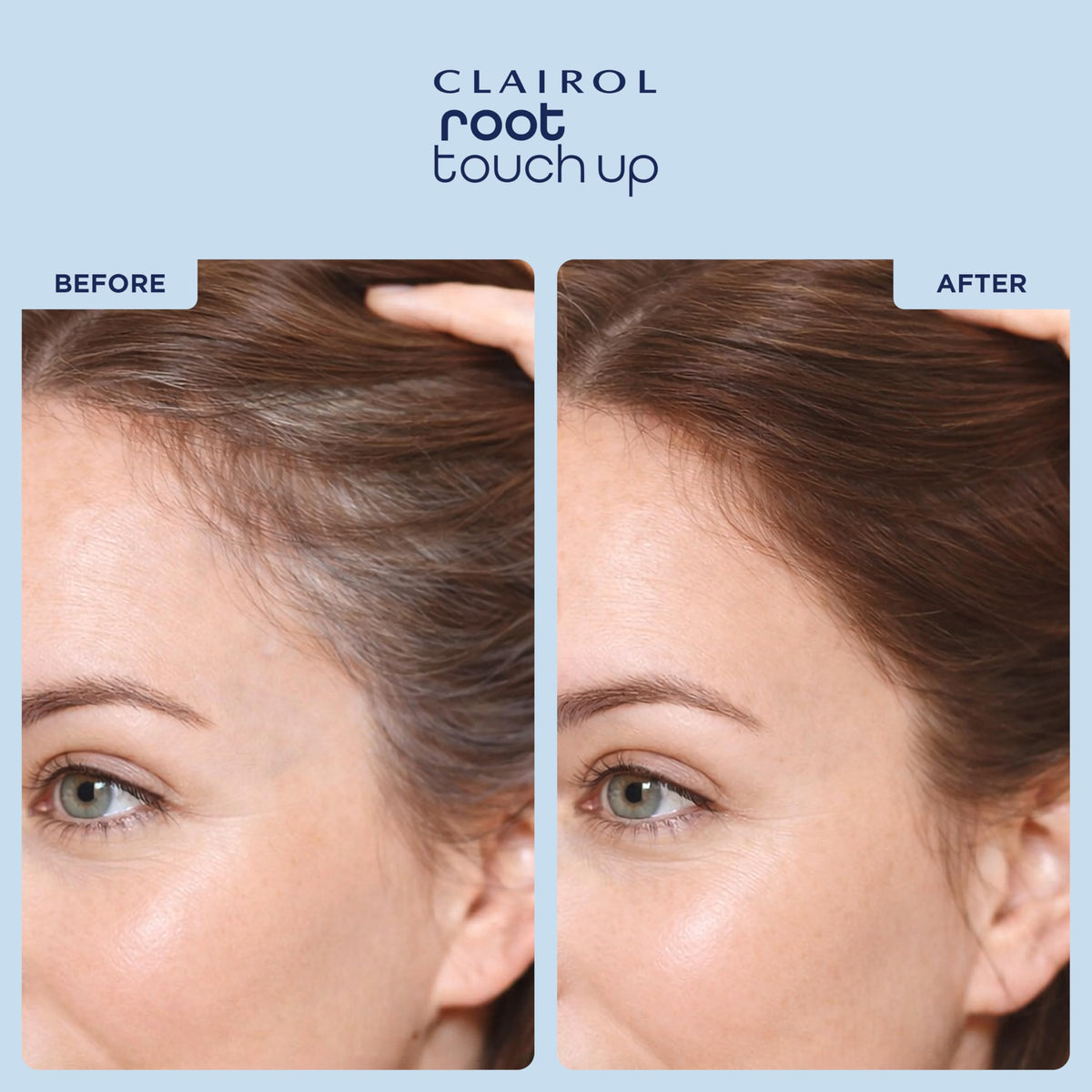 Clairol compact inside a purse illustrating portability for travel touch-ups