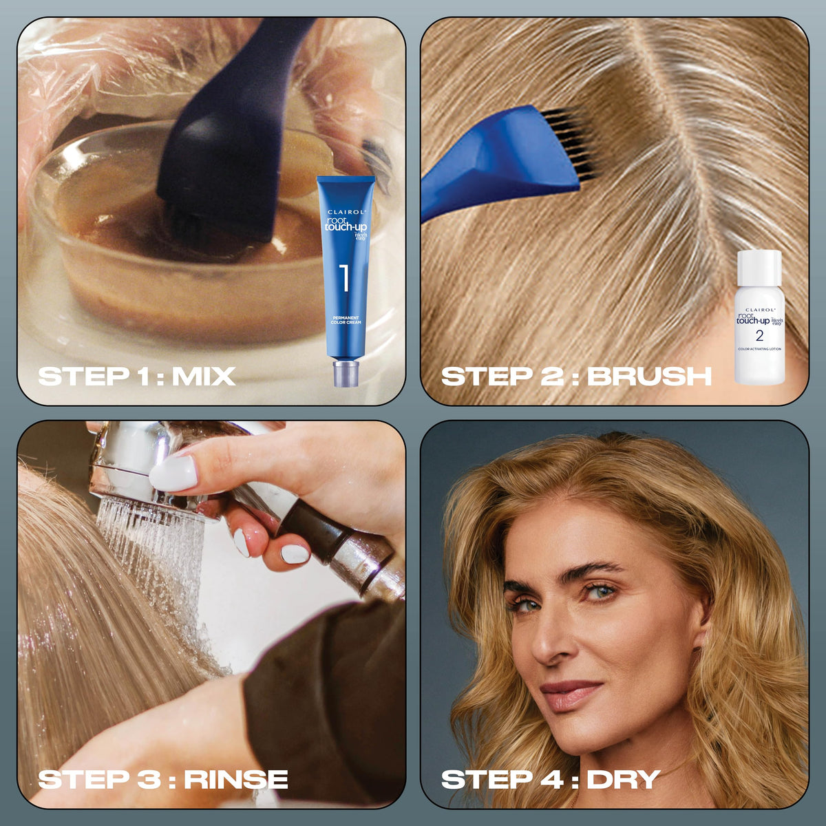 Clairol finished hair showing seamless blend from root to tip