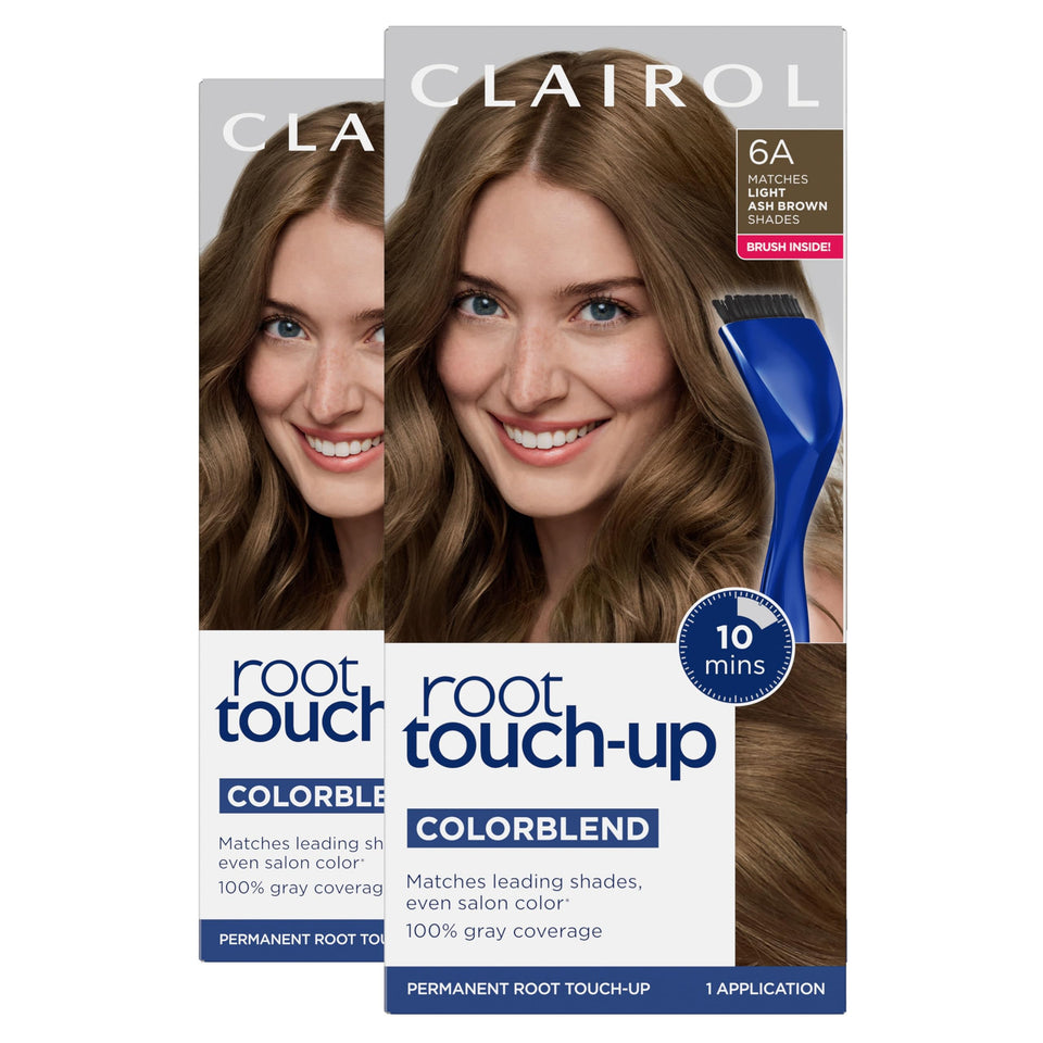 Clairol front packaging of Nice'n Easy 6A light ash brown showing kit components