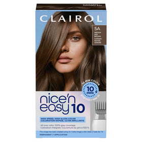 Clairol front packaging shows 5A Medium Ash Brown and quick 10-minute benefit