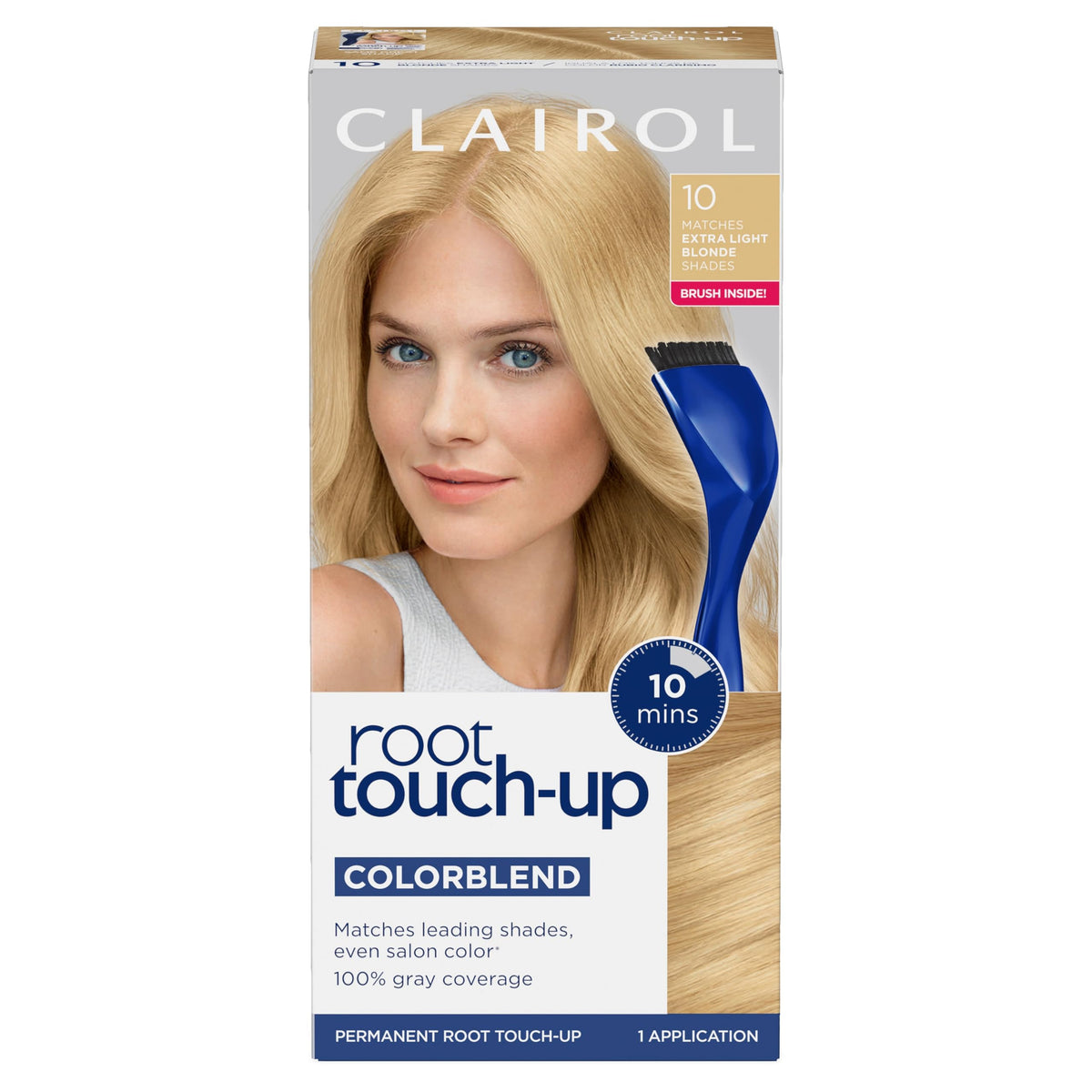 Clairol front packaging showing kit and quick root coverage benefit
