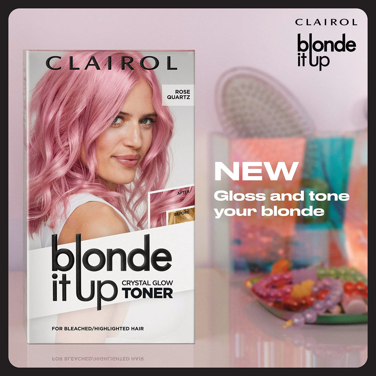 Clairol lifestyle bright blonde outdoors capturing reflective shine and natural-looking tone