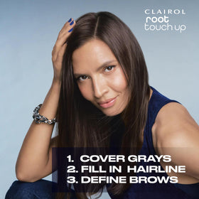 Clairol brush applying powder to a few strands for fast root concealment benefit
