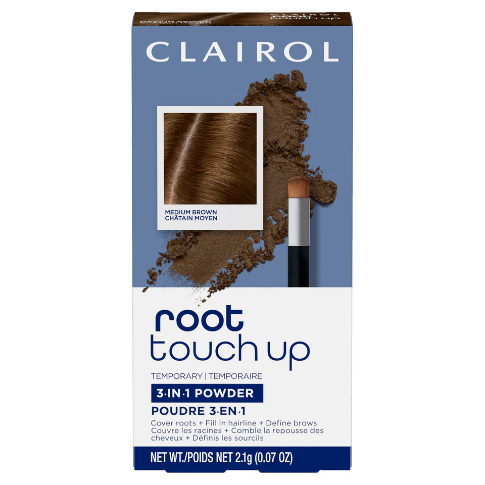 Clairol medium brown compact front view showing sleek travel-ready design and convenience