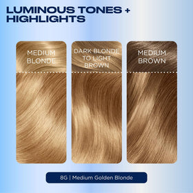 Clairol modeled result front view displaying natural multi-tonal golden shine