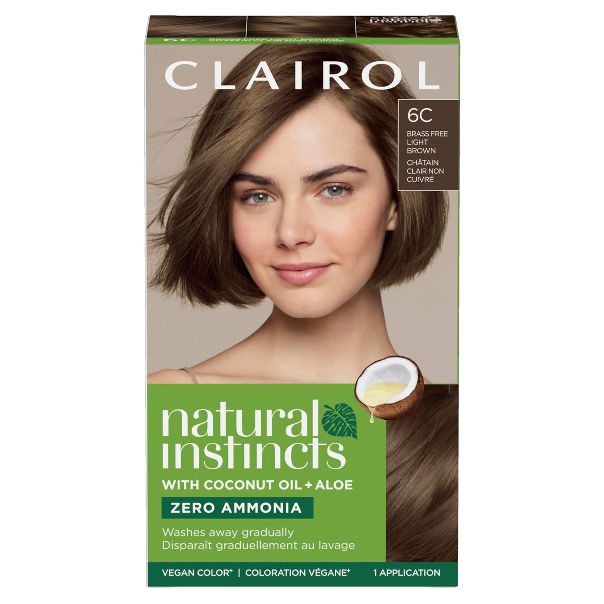Clairol Natural Instincts front packaging showing shade and benefit of glossy color