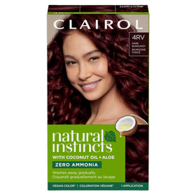 Clairol box front showing 4RV Dark Burgundy for easy selection and confidence
