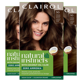 Clairol Natural Instincts front packaging shows shade and benefits