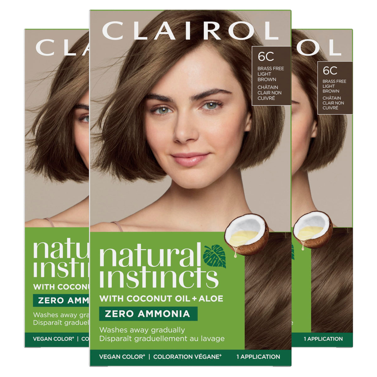 Clairol Natural Instincts front packaging showing shade and benefits